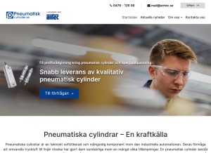 How pneumatiskcylinder.se looks like on a tablet such as an iPad.