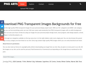 How pngarts.com looks like on a tablet such as an iPad.
