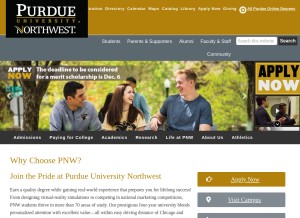 How pnw.edu looks like on a tablet such as an iPad.