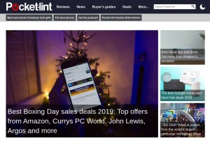 How pocket-lint.com looks like on a tablet such as an iPad.