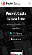 How pocketcasts.com looks like on a mobile device such as an iPhone.
