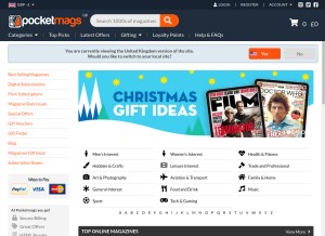 How pocketmags.com looks like on a tablet such as an iPad.
