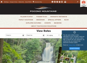 How poconomountains.com looks like on a tablet such as an iPad.