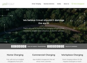 How pod-point.com looks like on a tablet such as an iPad.