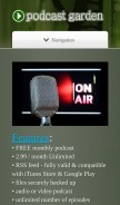 How podcastgarden.com looks like on a mobile device such as an iPhone.