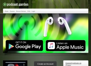 How podcastgarden.com looks like on a tablet such as an iPad.