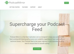 How podcastmirror.com looks like on a tablet such as an iPad.