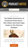 How podcastnotes.org looks like on a mobile device such as an iPhone.