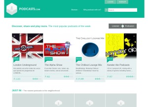 How podcasts.com looks like on a tablet such as an iPad.