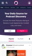 How podchaser.com looks like on a mobile device such as an iPhone.