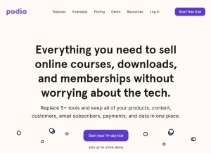 How podia.com looks like on a tablet such as an iPad.