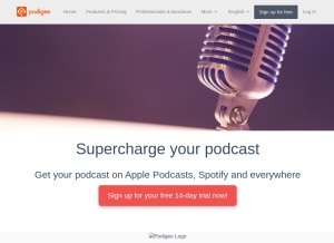 How podigee.com looks like on a tablet such as an iPad.
