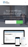How podio.com looks like on a mobile device such as an iPhone.