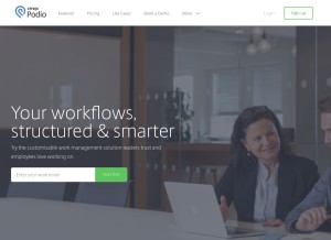 How podio.com looks like on a tablet such as an iPad.