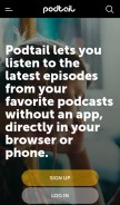 How podtail.com looks like on a mobile device such as an iPhone.