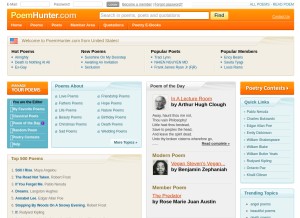 How poemhunter.com looks like on a tablet such as an iPad.