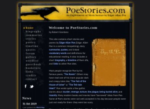How poestories.com looks like on a tablet such as an iPad.