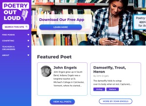 How poetryoutloud.org looks like on a tablet such as an iPad.
