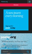 How poets.org looks like on a mobile device such as an iPhone.