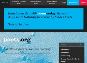 How poets.org looks like on a tablet such as an iPad.