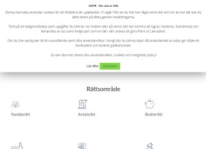 How poflaw.se looks like on a tablet such as an iPad.