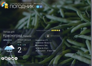 How pogodnik.com looks like on a tablet such as an iPad.