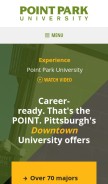 How pointpark.edu looks like on a mobile device such as an iPhone.