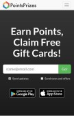 How pointsprizes.com looks like on a mobile device such as an iPhone.