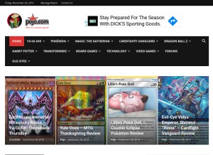 How pojo.com looks like on a tablet such as an iPad.