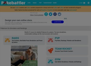 How pokebattler.com looks like on a tablet such as an iPad.