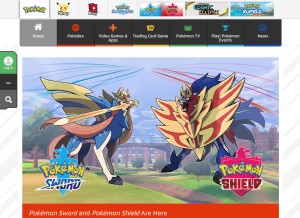 How pokemon.com looks like on a tablet such as an iPad.
