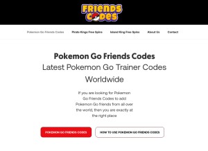 How pokemongofriendscodes.com looks like on a tablet such as an iPad.