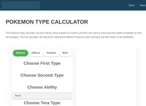 How pokemontypecalculator.org looks like on a tablet such as an iPad.