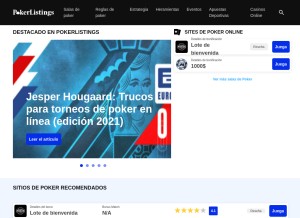 How pokerlistings.es looks like on a tablet such as an iPad.