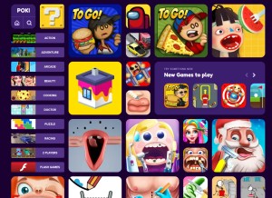 How pokigames.ac looks like on a tablet such as an iPad.