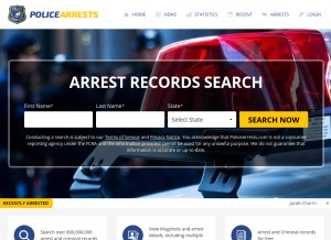 How policearrests.com looks like on a tablet such as an iPad.