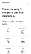 How policygenius.com looks like on a mobile device such as an iPhone.