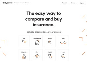How policygenius.com looks like on a tablet such as an iPad.