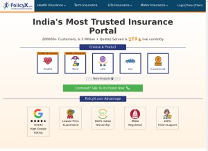 How policyx.com looks like on a tablet such as an iPad.