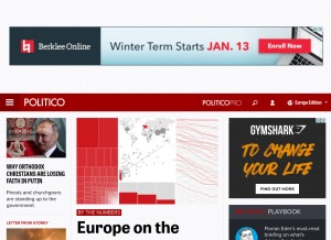 How politico.eu looks like on a tablet such as an iPad.