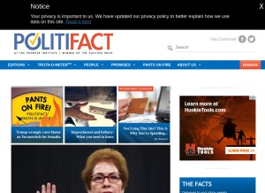 How politifact.com looks like on a tablet such as an iPad.