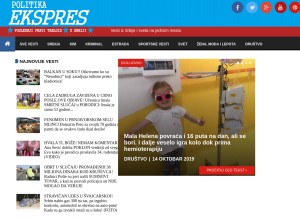 How politika-ekspres.net looks like on a tablet such as an iPad.