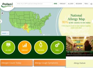 How pollen.com looks like on a tablet such as an iPad.