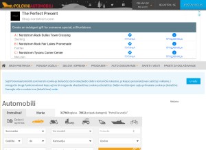 How polovniautomobili.com looks like on a tablet such as an iPad.