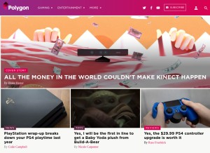 How polygon.com looks like on a tablet such as an iPad.