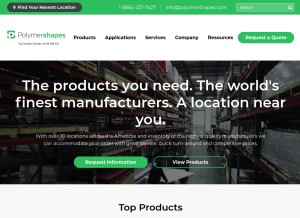 How polymershapes.com looks like on a tablet such as an iPad.