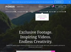How pond5.com looks like on a tablet such as an iPad.