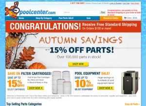 How poolcenter.com looks like on a tablet such as an iPad.