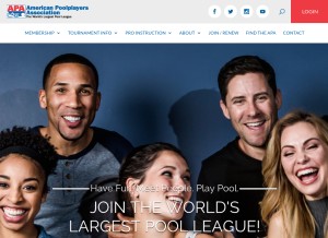 How poolplayers.com looks like on a tablet such as an iPad.