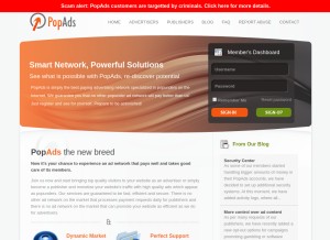 How popads.net looks like on a tablet such as an iPad.